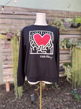 Keith Haring Shirt Large Pop Art Long Sleeve Black Tee Size S, M